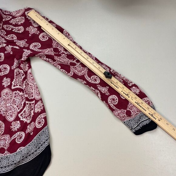 Lucky Brand Tunic Top Womens Small Boho Paisley Button Down Smocked Semi Sheer - Picture 7 of 10